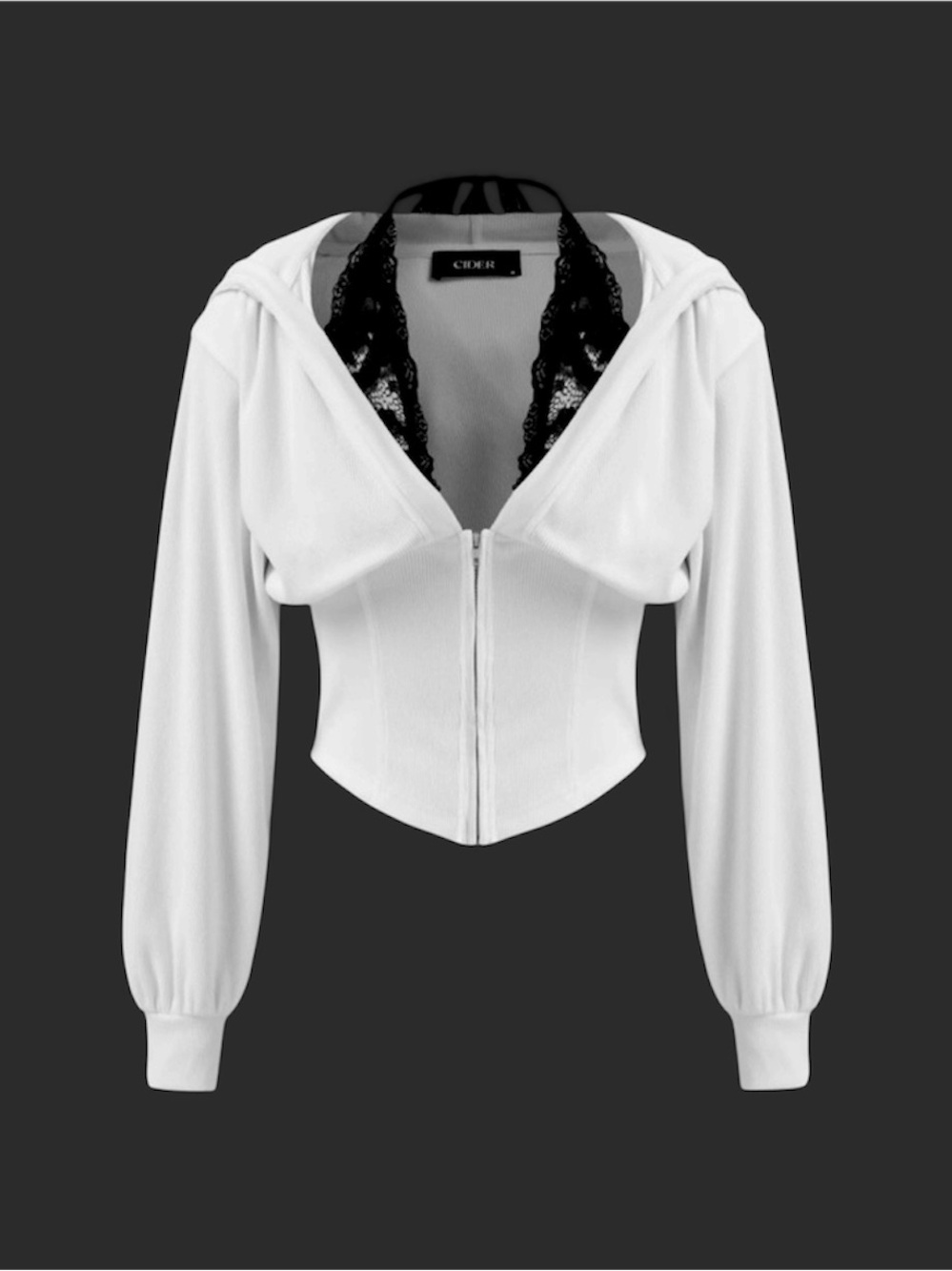 Long Sleeve Corset Zip Up Hoodie